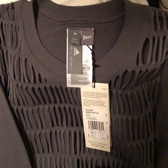 Adidas by Stella McCartney Black Mesh Long Sleeve Top - Picture 3 of 3